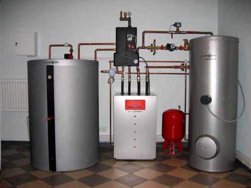 Горячая вода при такой схеме может быть обеспечена тремя способами с помощью встроенного бака, проточного водо нагревателя или отдельного бойлера